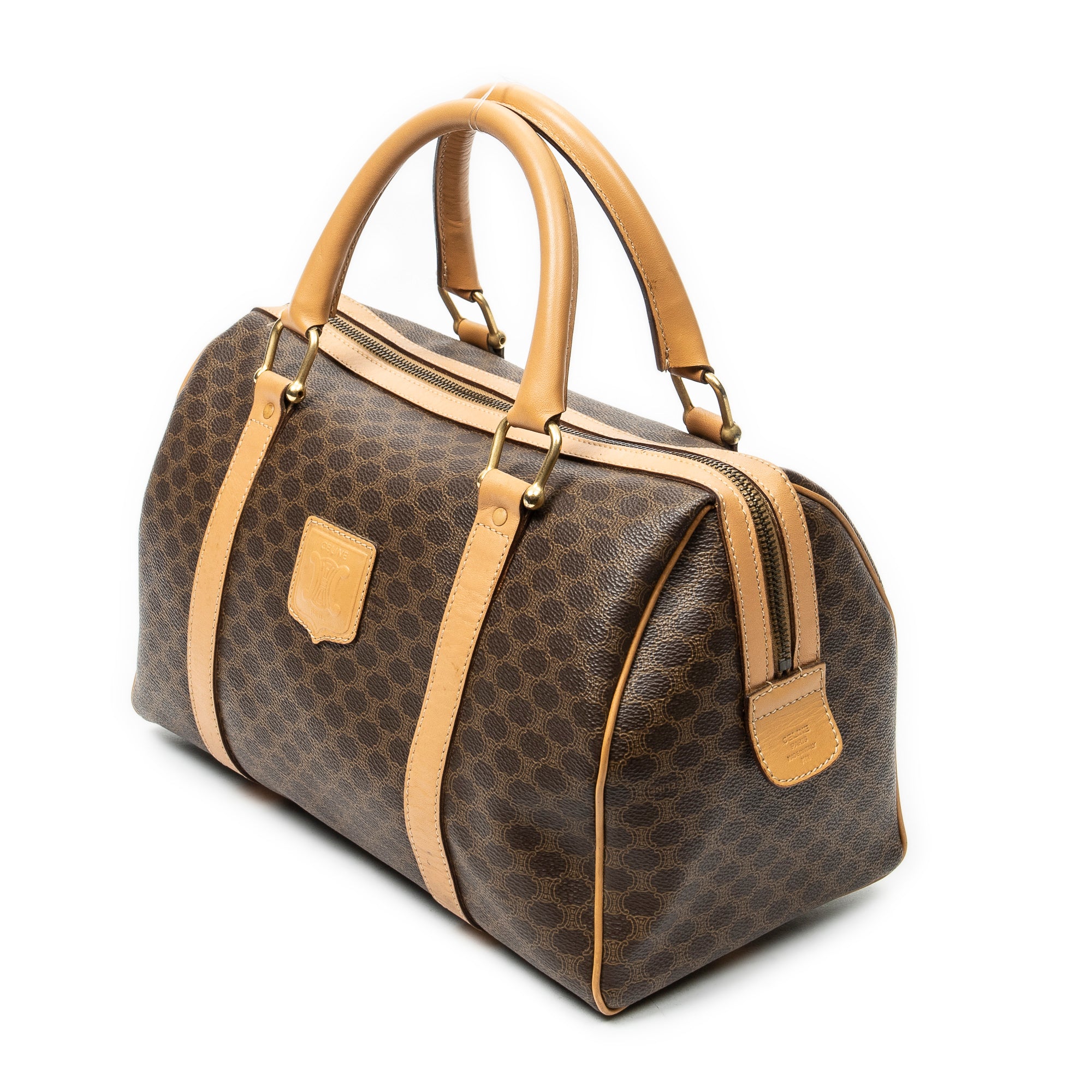 Handbag Vintage Small Boston Beige Macadam Coated Canvas