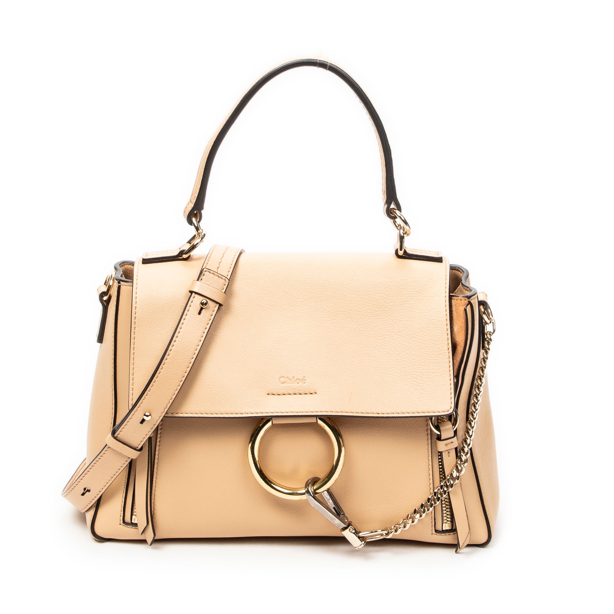 Shoulder Bag Small Faye Day Beige Calfskin Leather