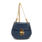 Shoulder Bag Mini Drew Navy Grained Calfskin Leather