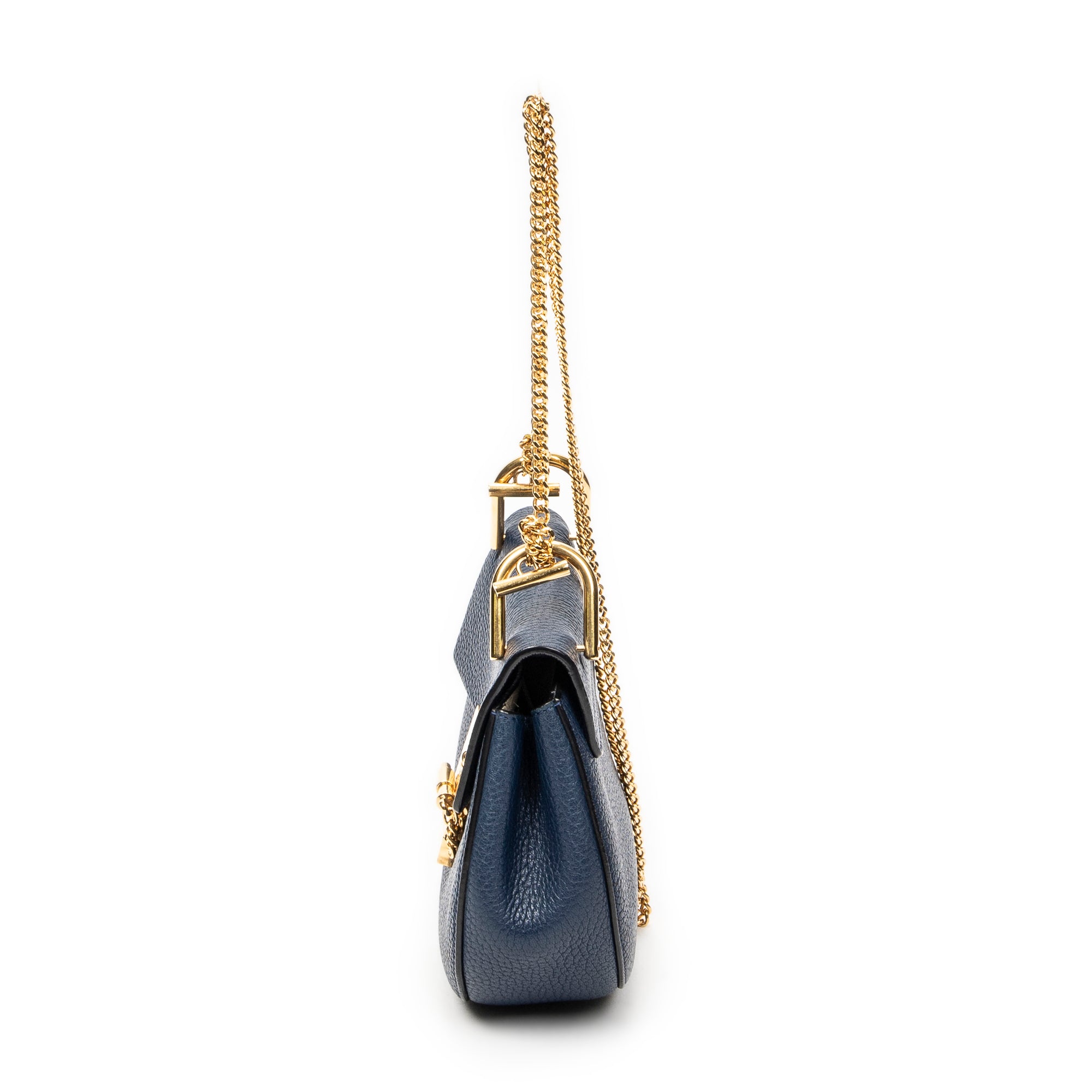 Shoulder Bag Mini Drew Navy Grained Calfskin Leather