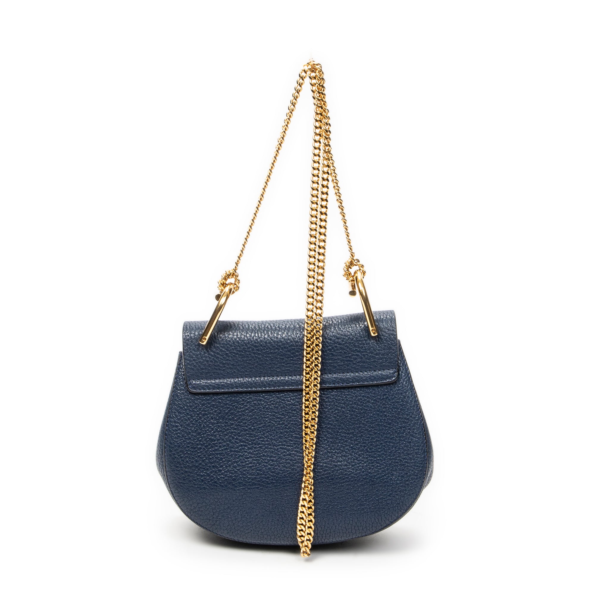 Shoulder Bag Mini Drew Navy Grained Calfskin Leather