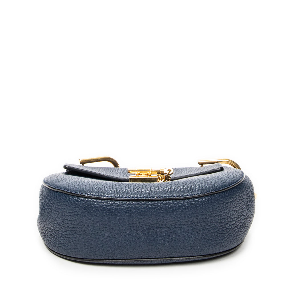 Shoulder Bag Mini Drew Navy Grained Calfskin Leather