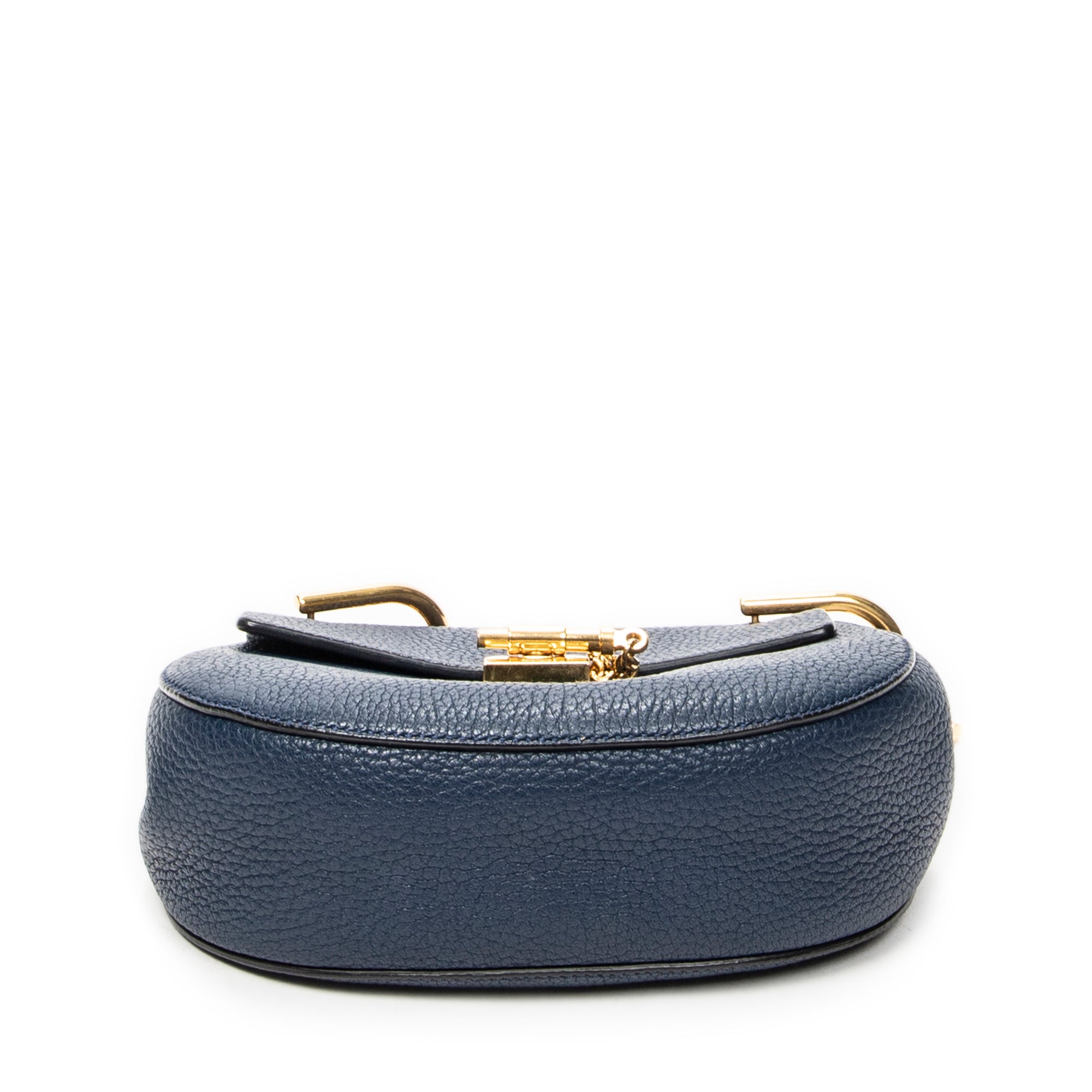Shoulder Bag Mini Drew Navy Grained Calfskin Leather