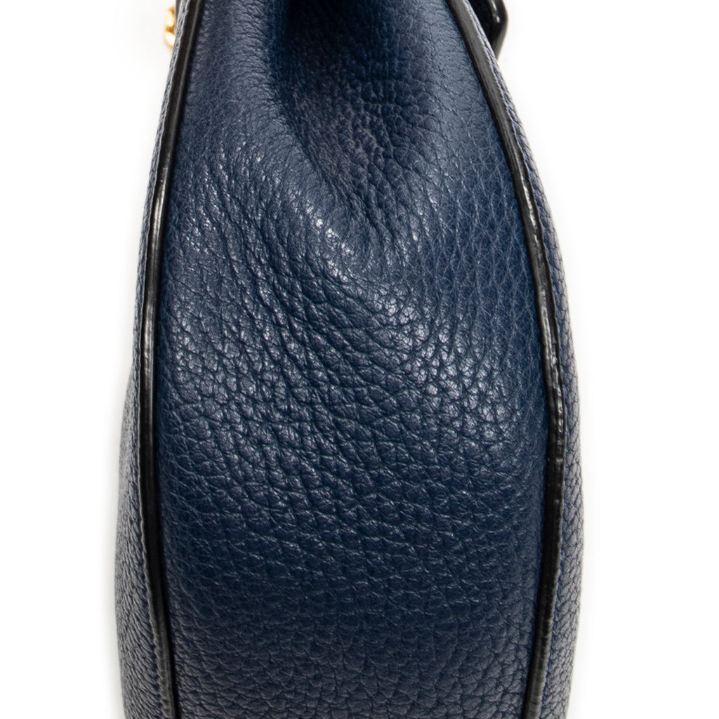 Shoulder Bag Mini Drew Navy Grained Calfskin Leather