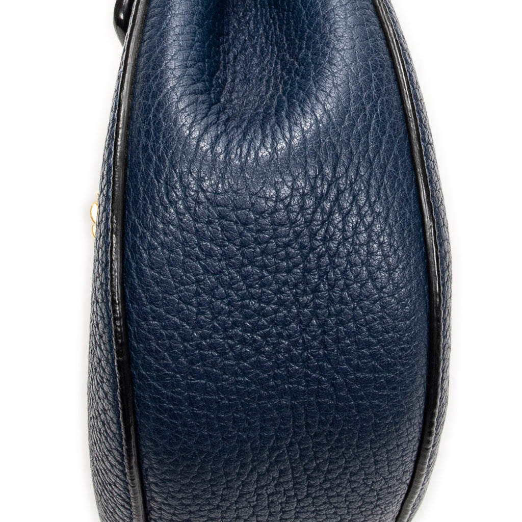 Shoulder Bag Mini Drew Navy Grained Calfskin Leather
