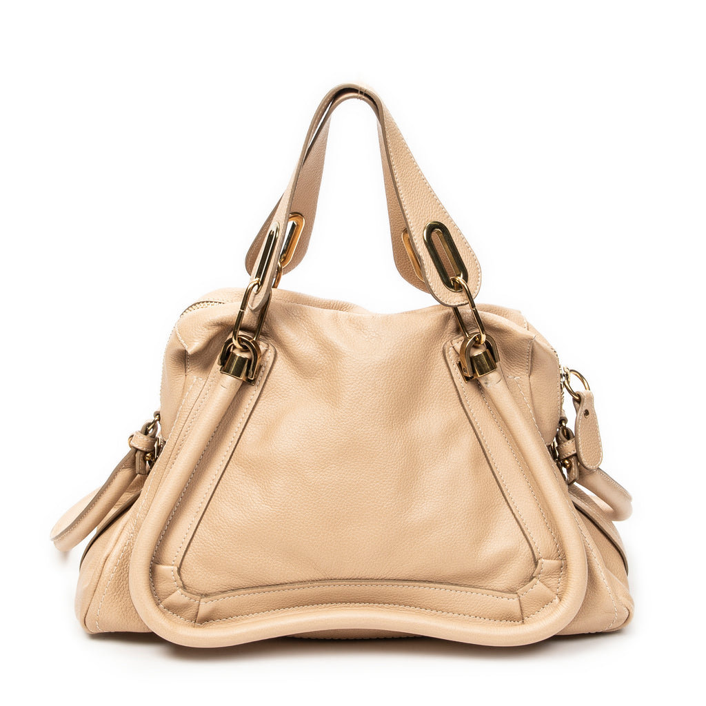 Shoulder Bag Medium Paraty Beige Grained Calfskin Leather
