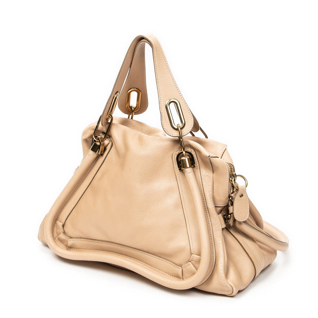 Shoulder Bag Medium Paraty Beige Grained Calfskin Leather