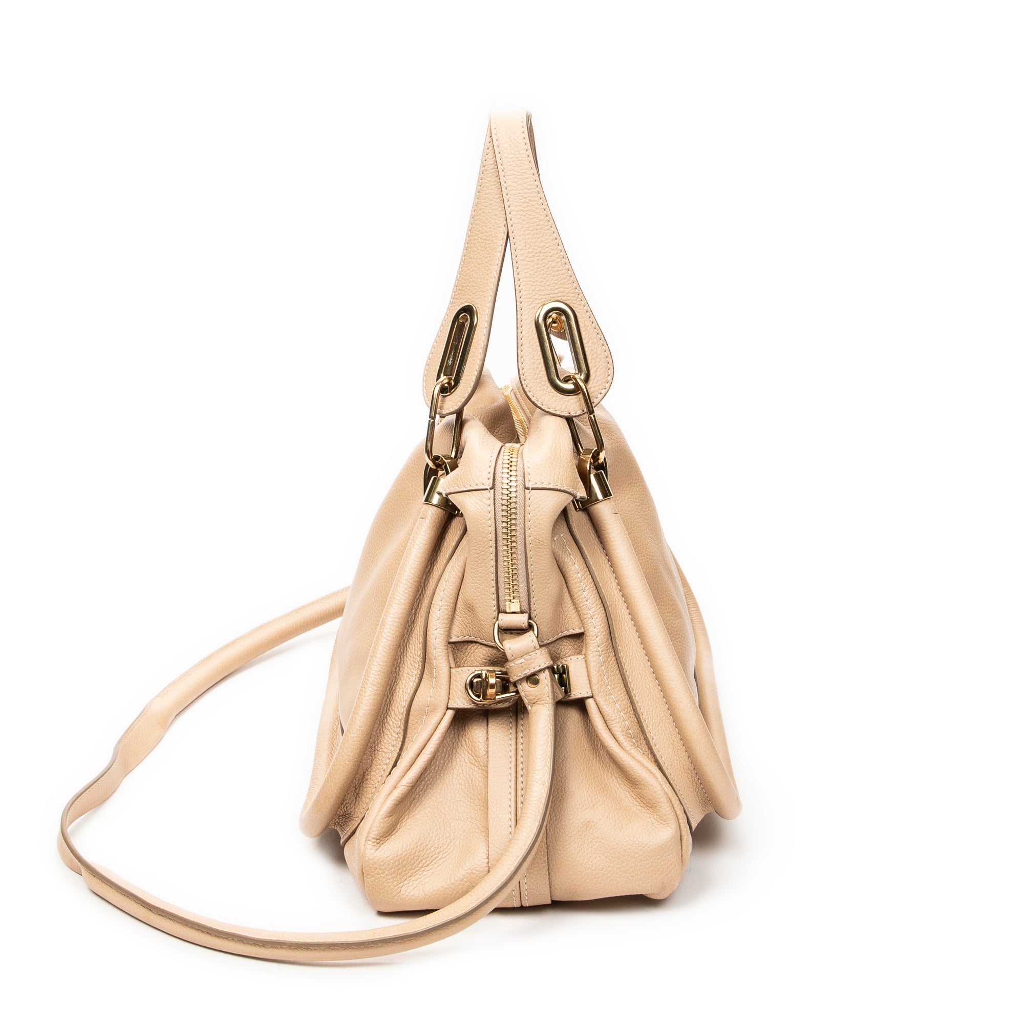 Shoulder Bag Medium Paraty Beige Grained Calfskin Leather