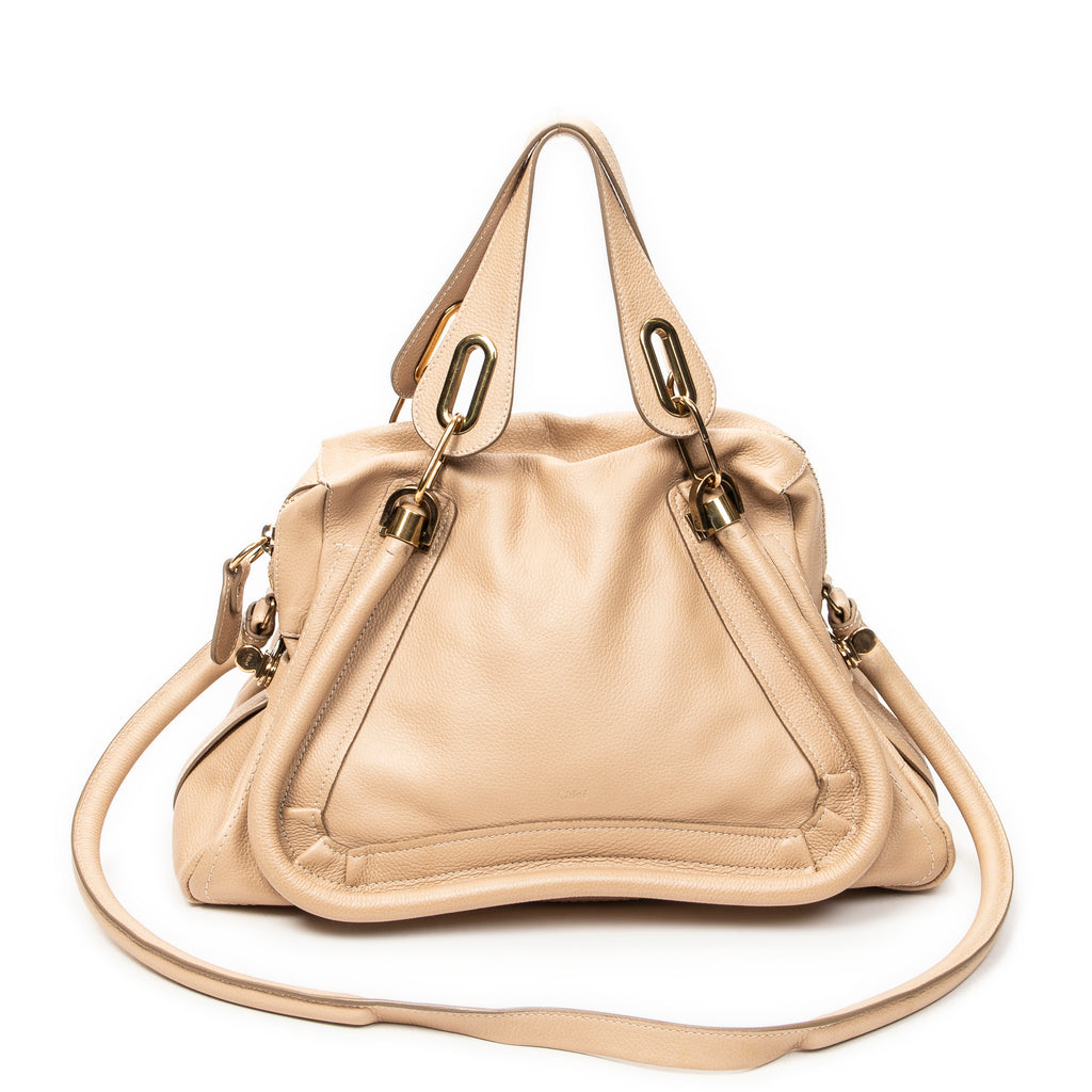 Shoulder Bag Medium Paraty Beige Grained Calfskin Leather