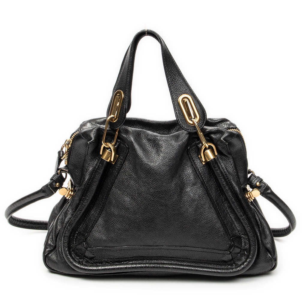 Shoulder Bag Medium Paraty Black Grained Calfskin Leather