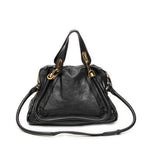 Shoulder Bag Medium Paraty Black Grained Calfskin Leather