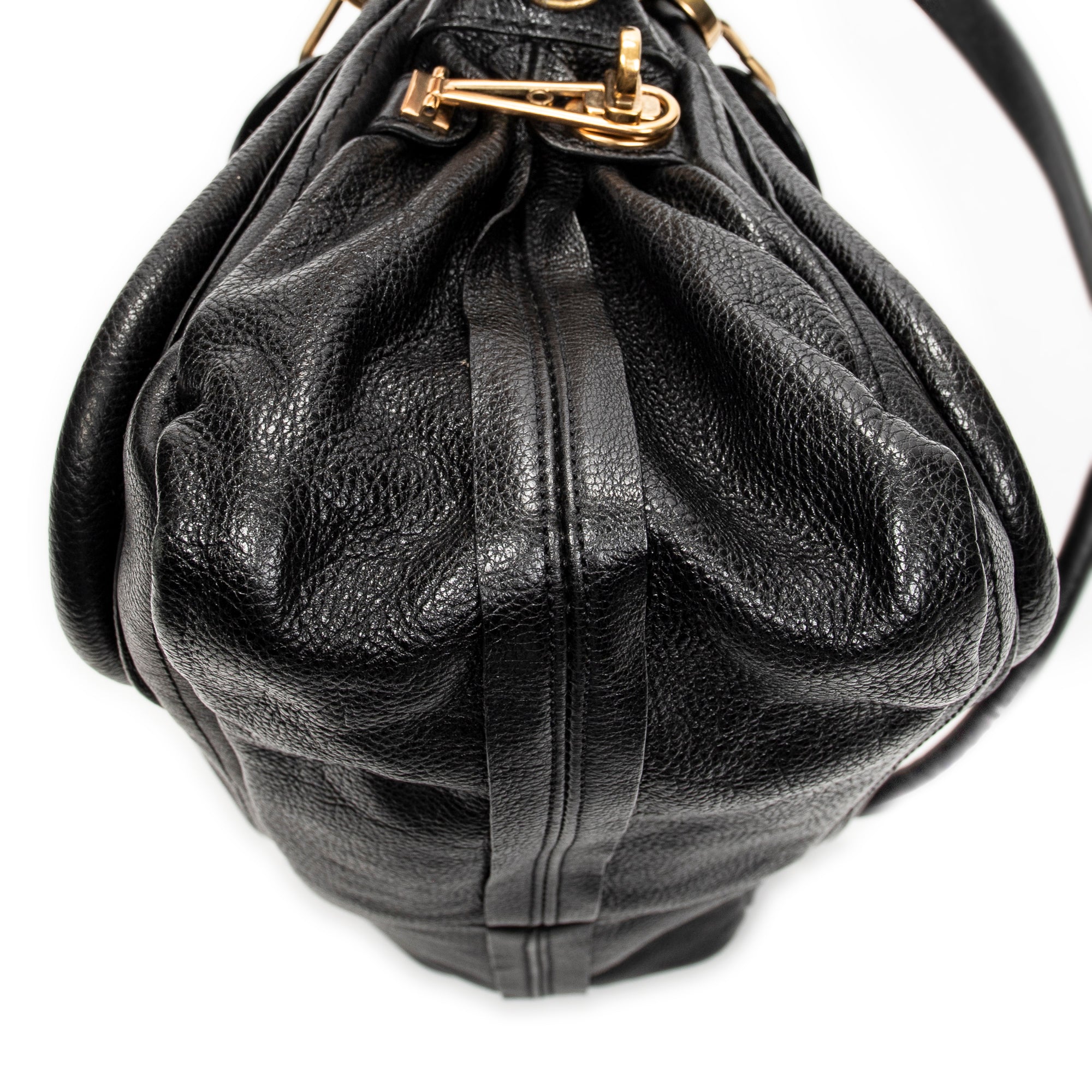 Shoulder Bag Medium Paraty Black Grained Calfskin Leather