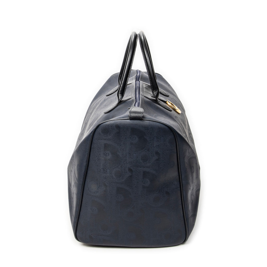 Travel Bag Vintage Large Travel Boston Navy Maxi Diorissimo Coated Canvas
