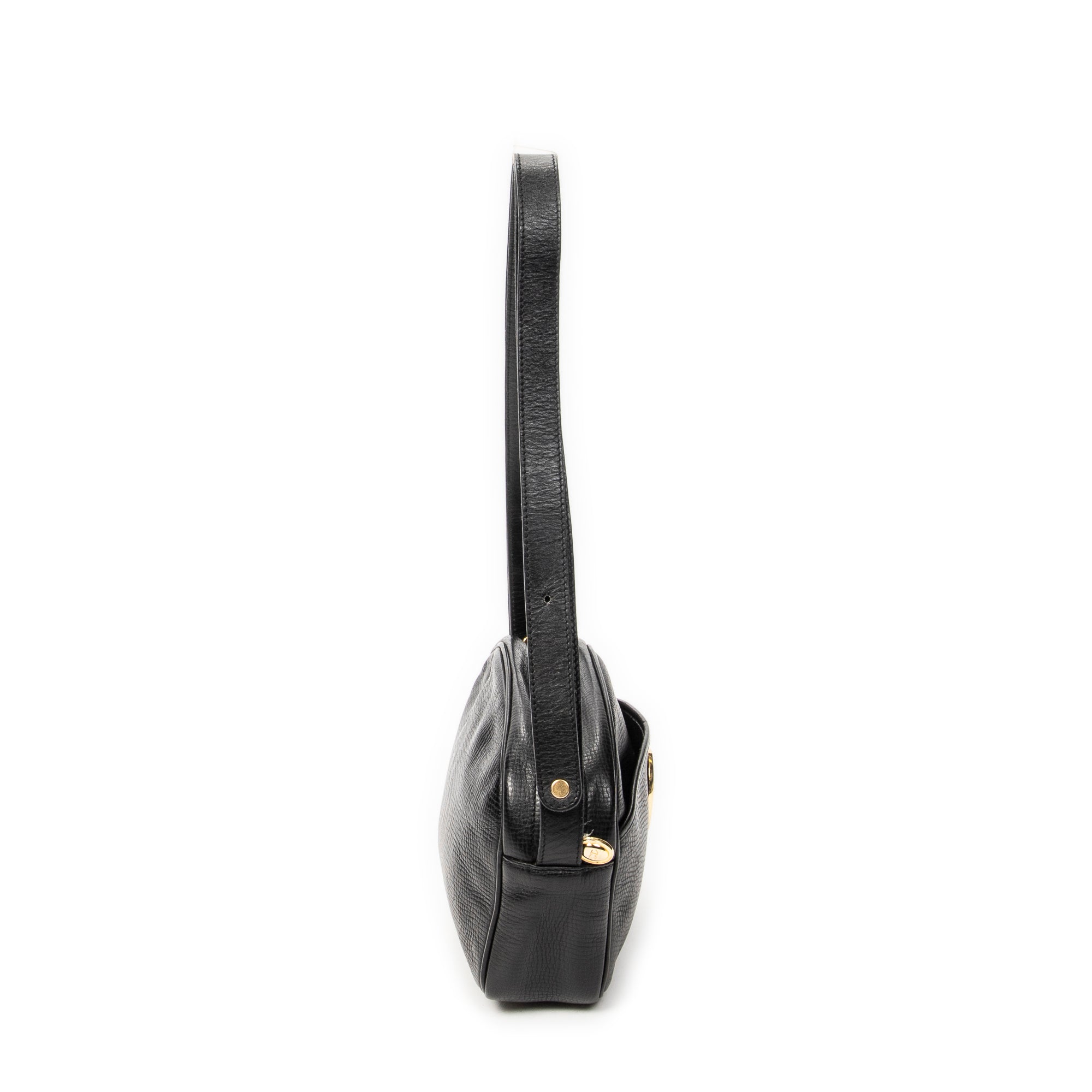 Shoulder Bag Vintage CD Camera Crossbody Black Grained Leather