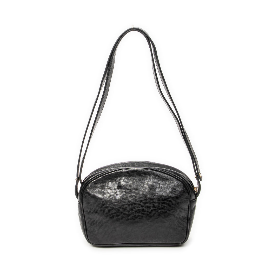 Shoulder Bag Vintage CD Camera Crossbody Black Grained Leather