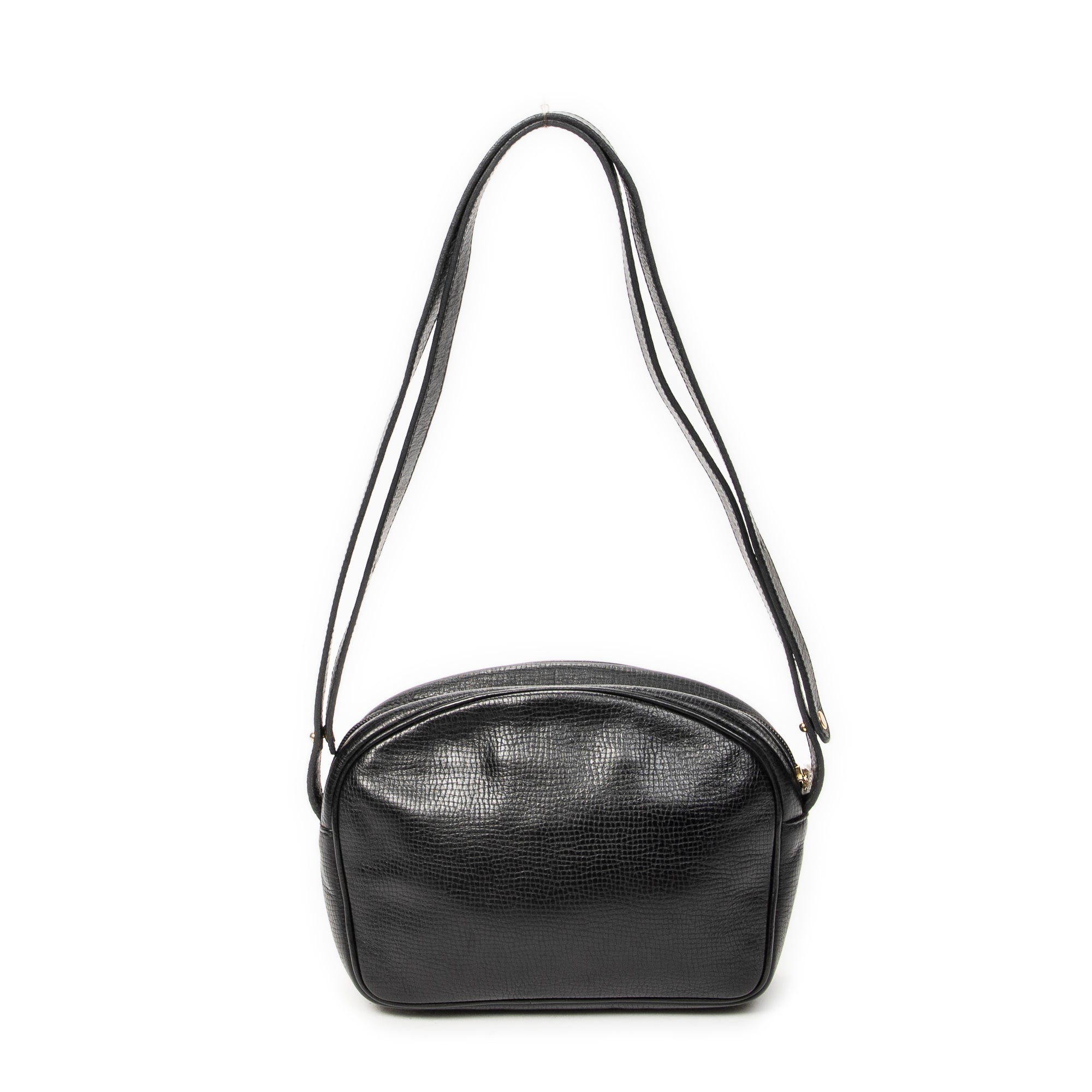 Shoulder Bag Vintage CD Camera Crossbody Black Grained Leather