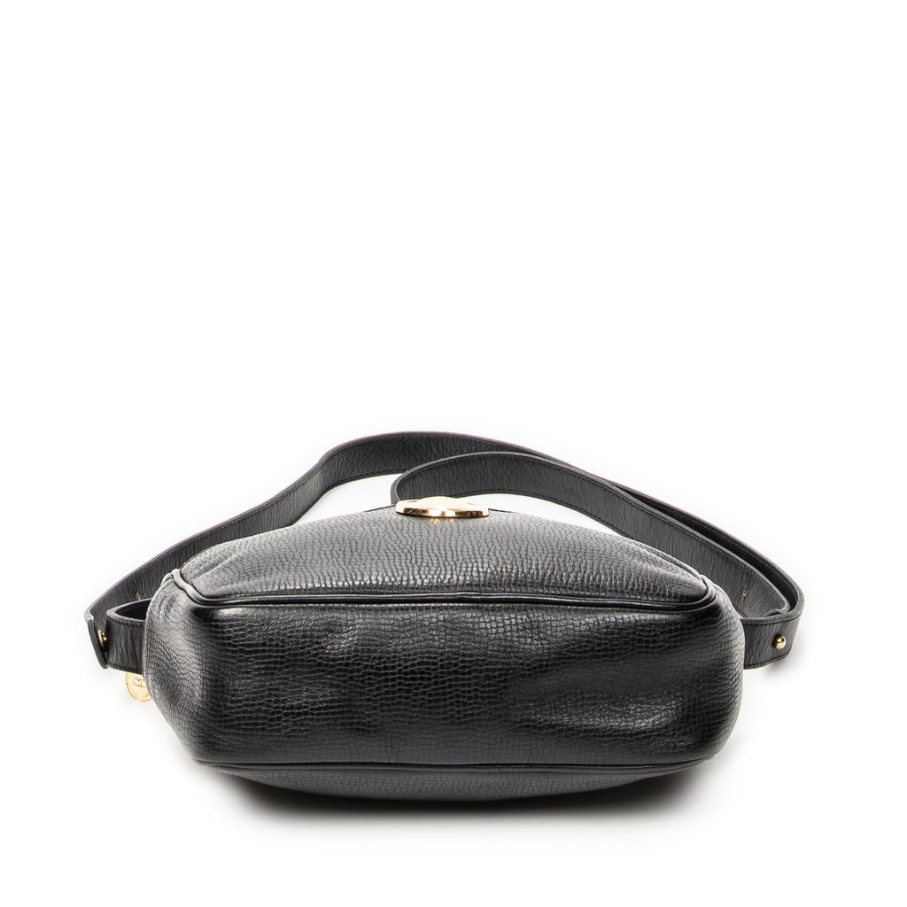 Shoulder Bag Vintage CD Camera Crossbody Black Grained Leather