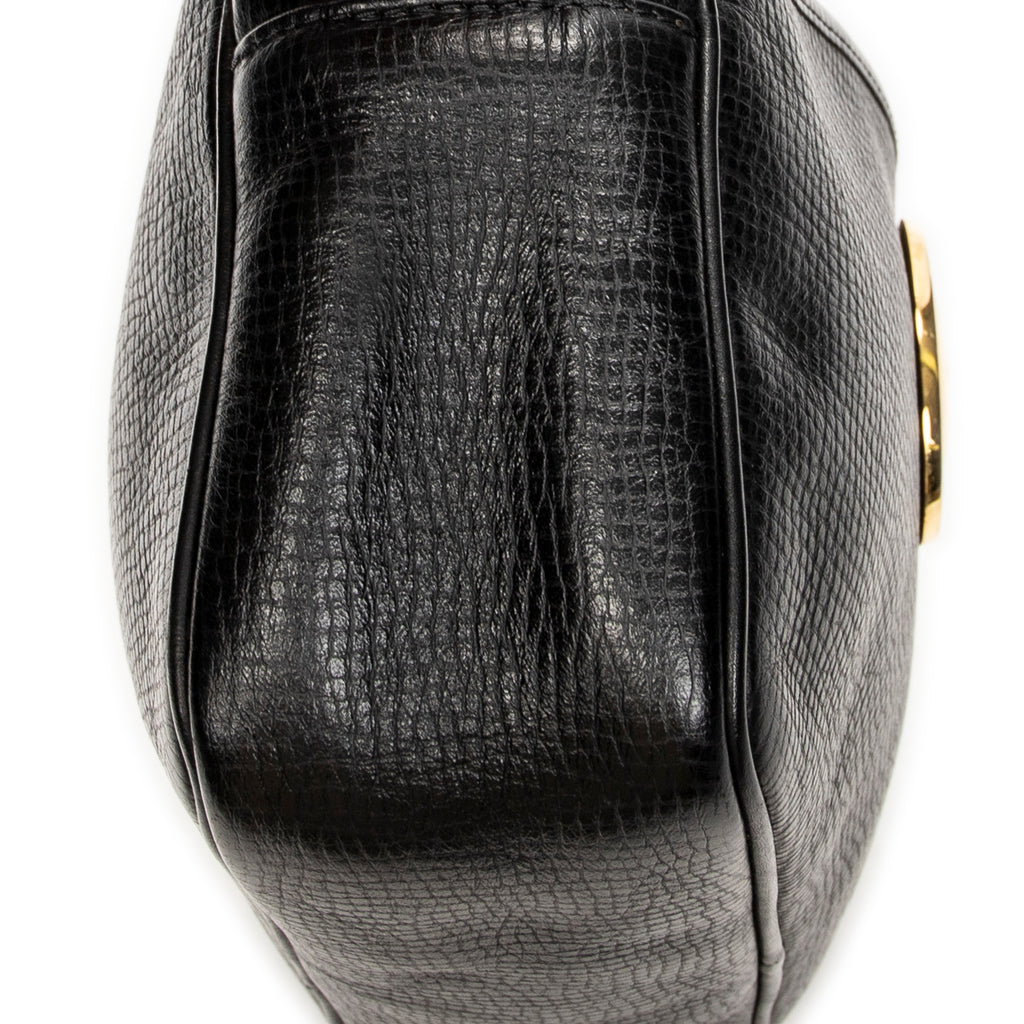 Shoulder Bag Vintage CD Camera Crossbody Black Grained Leather
