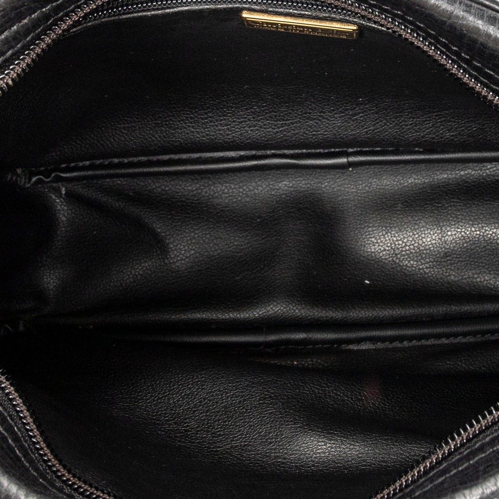 Shoulder Bag Vintage CD Camera Crossbody Black Grained Leather