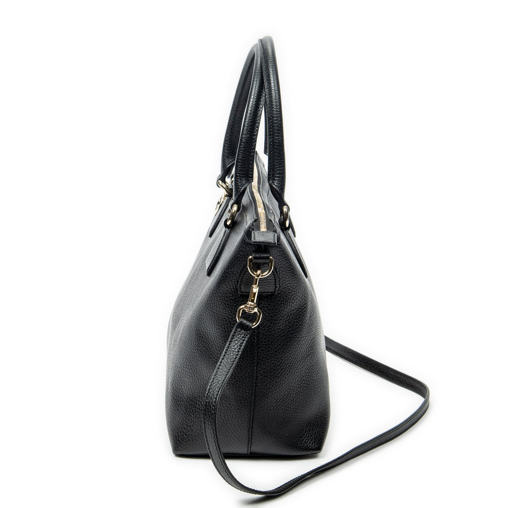 Shoulder Bag Large GG Charm Zip Tote Black Grained Calfskin Leather
