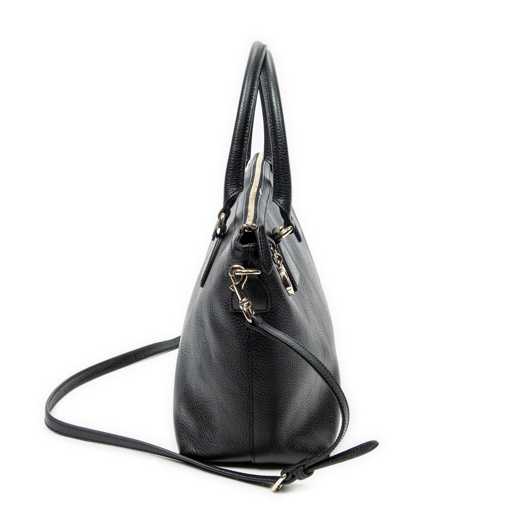 Shoulder Bag Large GG Charm Zip Tote Black Grained Calfskin Leather
