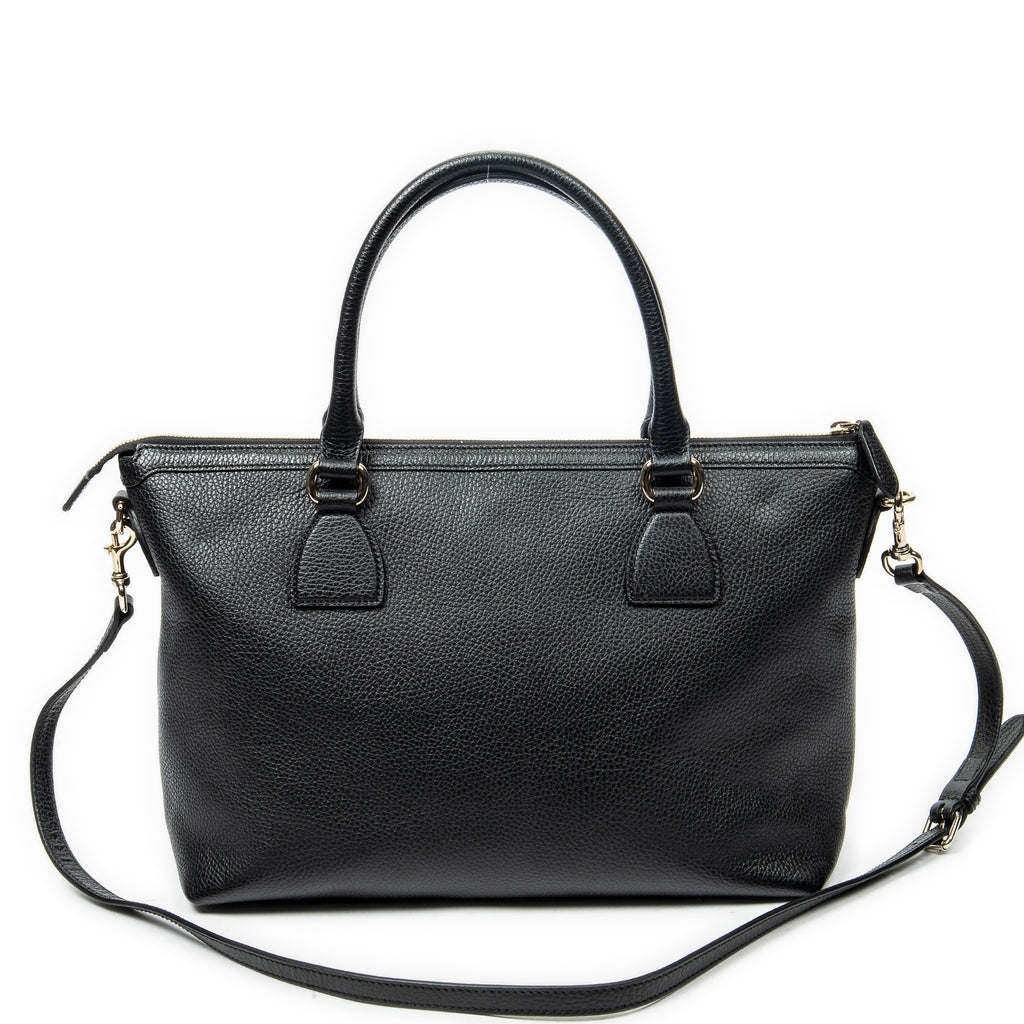 Shoulder Bag Large GG Charm Zip Tote Black Grained Calfskin Leather