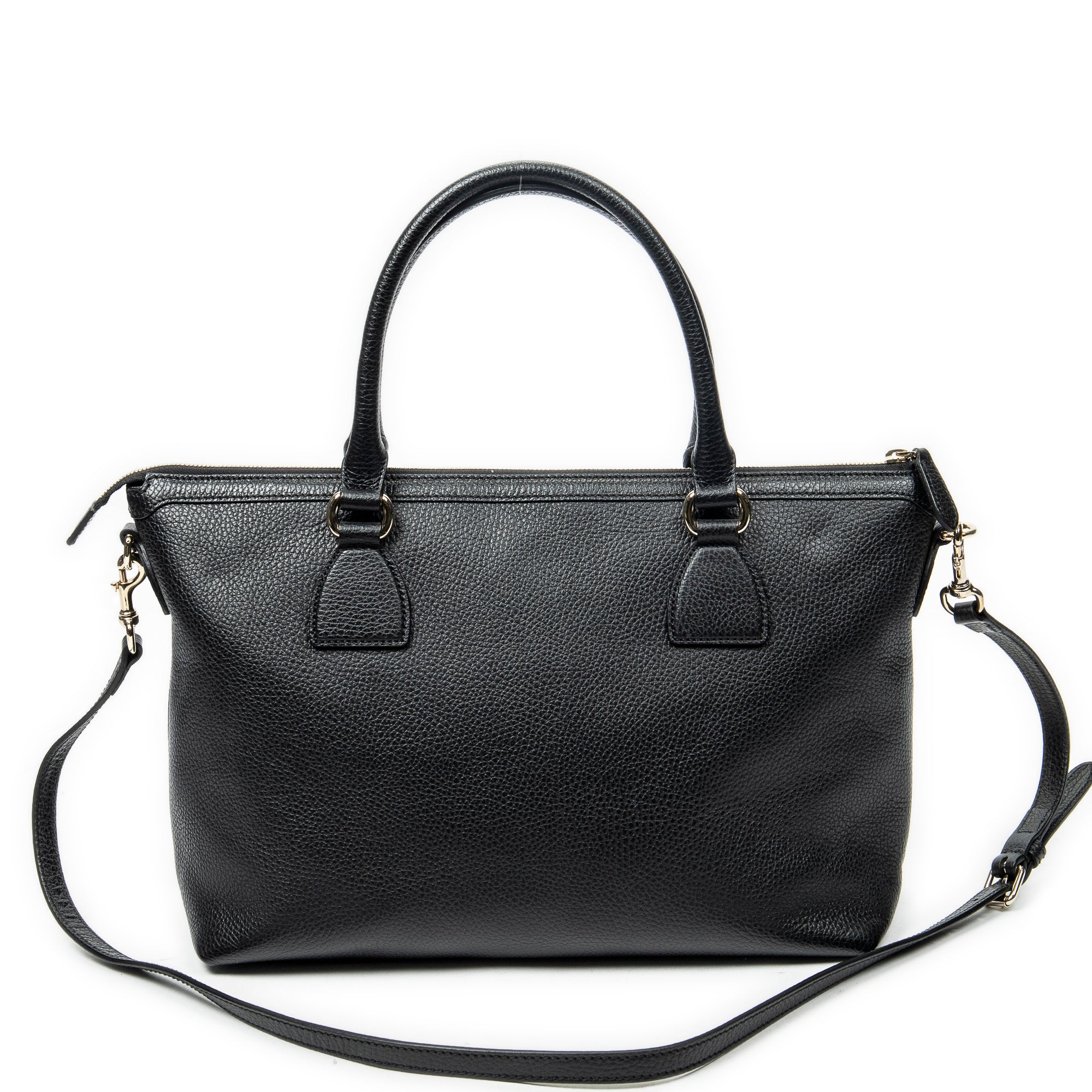 Shoulder Bag Large GG Charm Zip Tote Black Grained Calfskin Leather