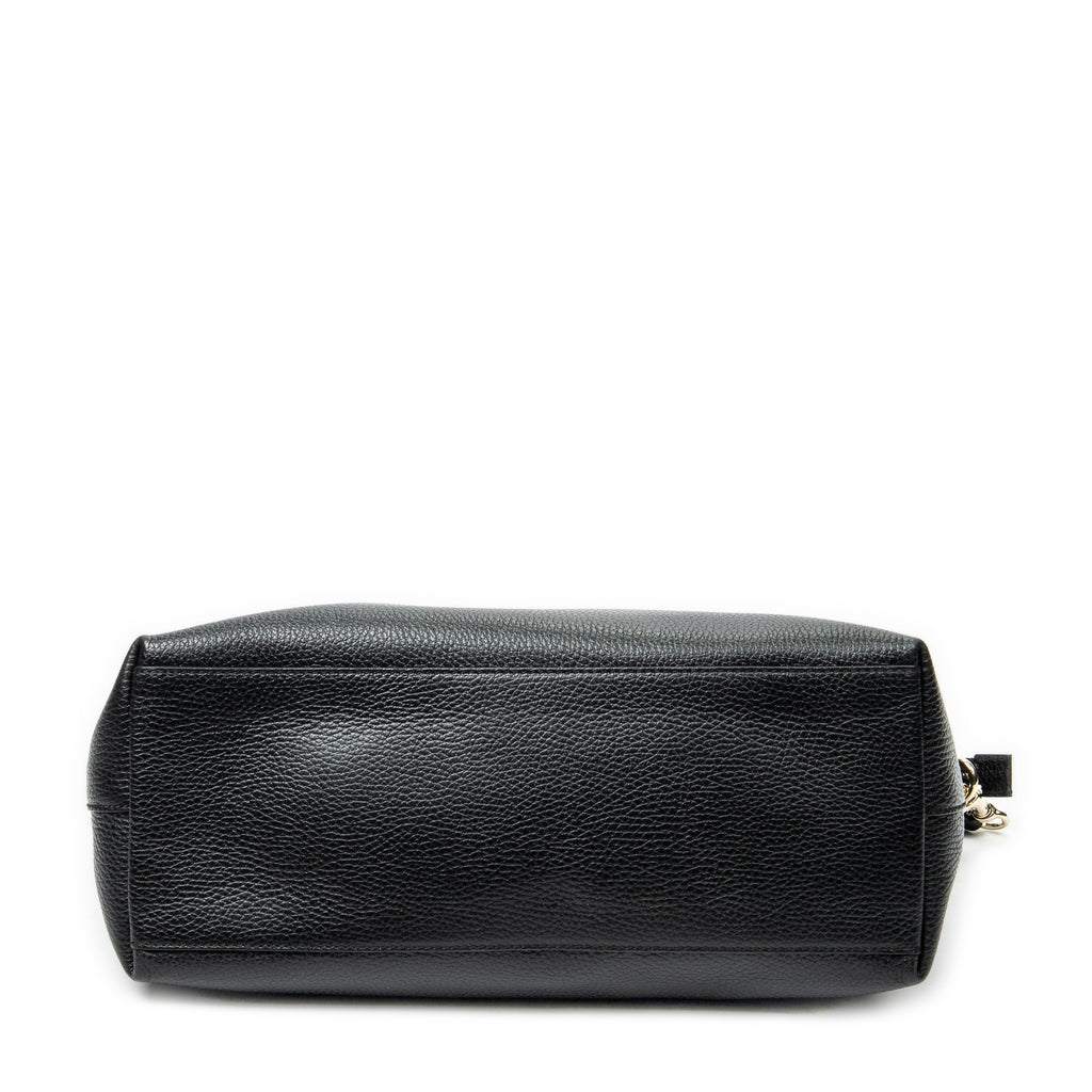 Shoulder Bag Large GG Charm Zip Tote Black Grained Calfskin Leather