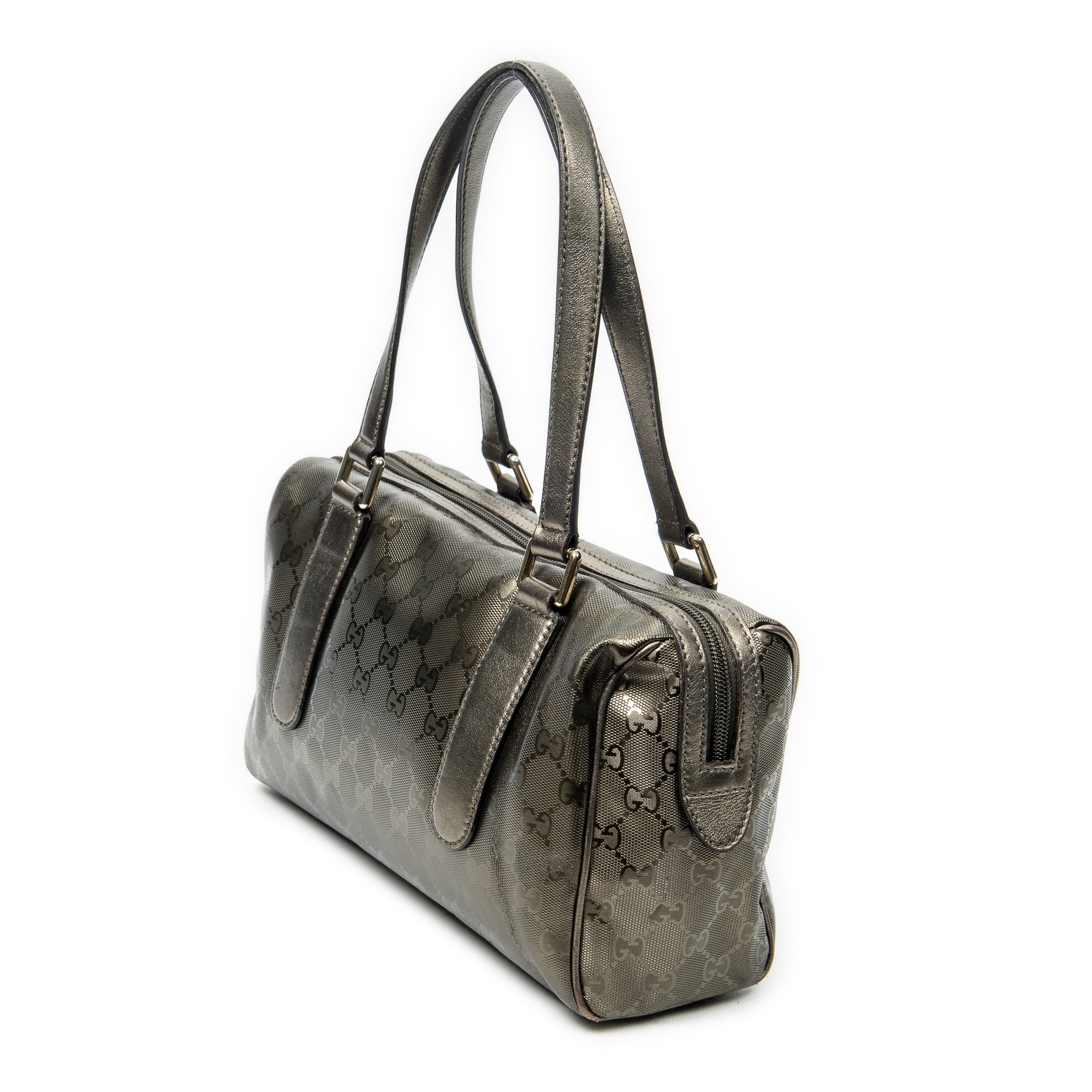 Shoulder Bag Small Shoulder Boston Metallic Bronze Guccissima Imprint Coated Canvas