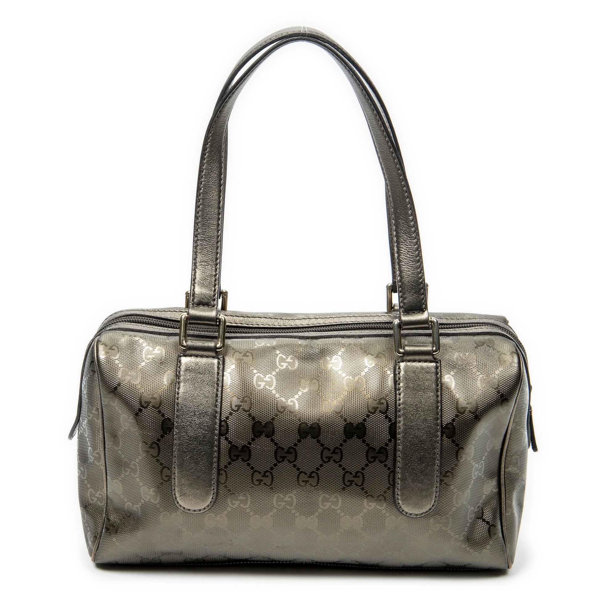 Shoulder Bag Small Shoulder Boston Metallic Bronze Guccissima Imprint Coated Canvas