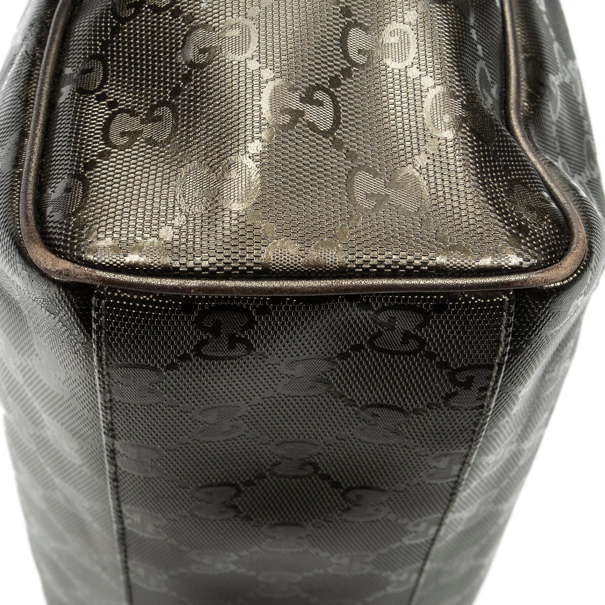 Shoulder Bag Small Shoulder Boston Metallic Bronze Guccissima Imprint Coated Canvas