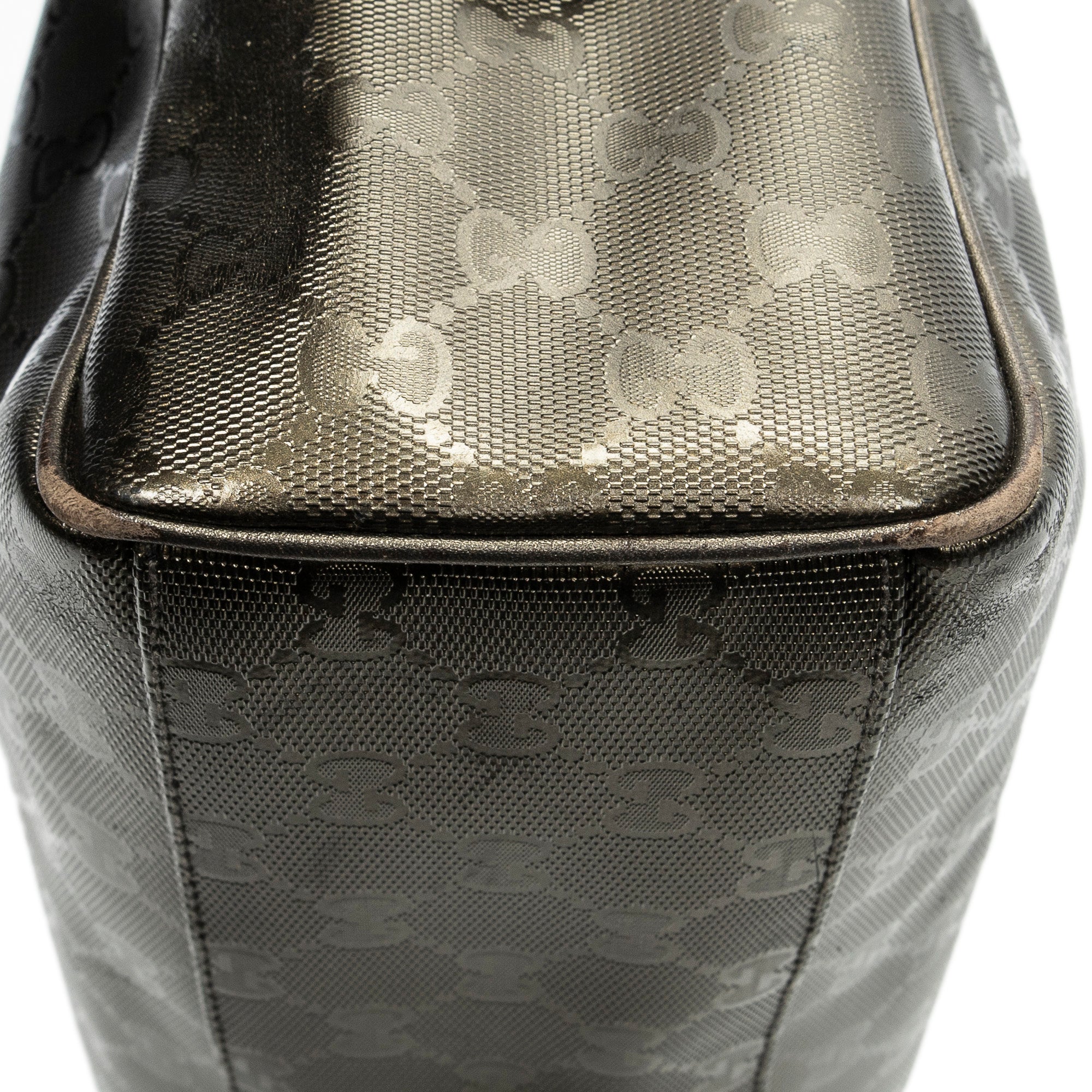 Shoulder Bag Small Shoulder Boston Metallic Bronze Guccissima Imprint Coated Canvas