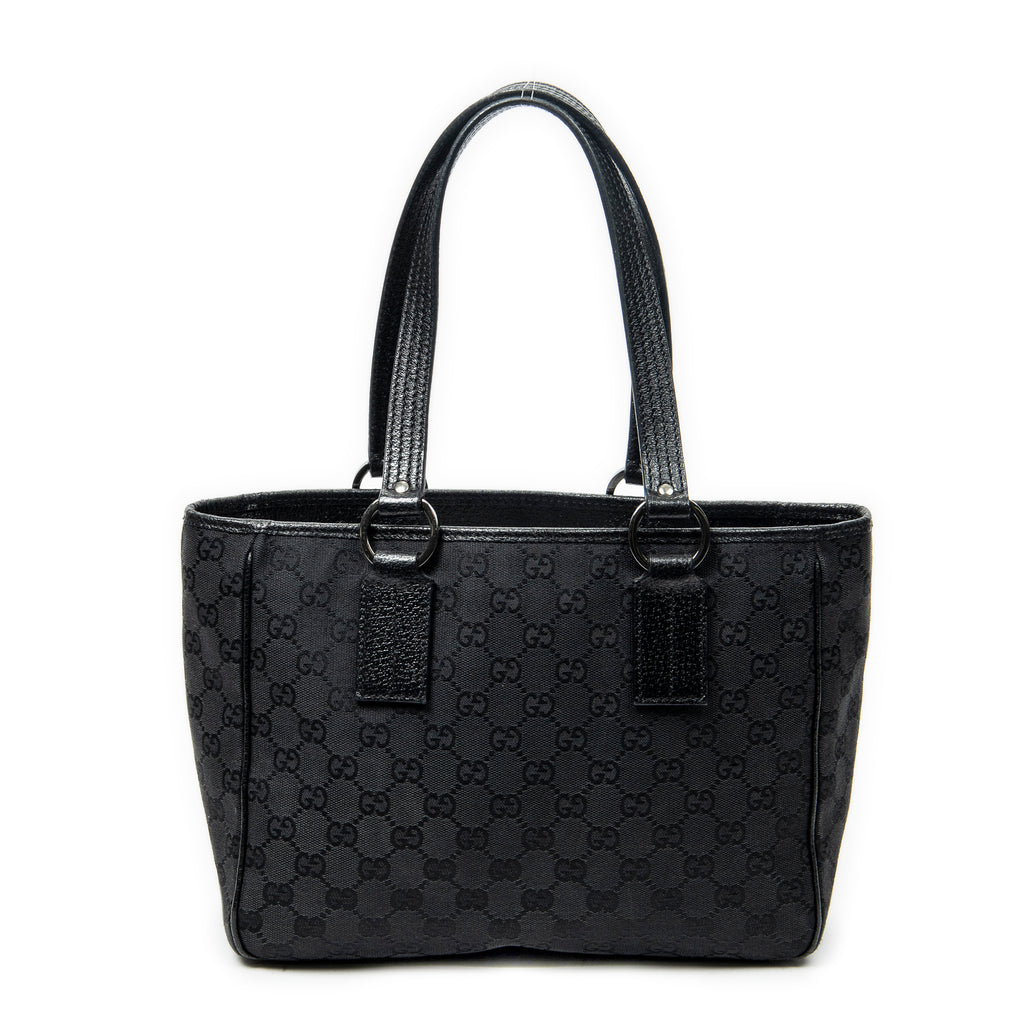 Shoulder Bag Small Shoulder Tote Black Monogrammed Canvas