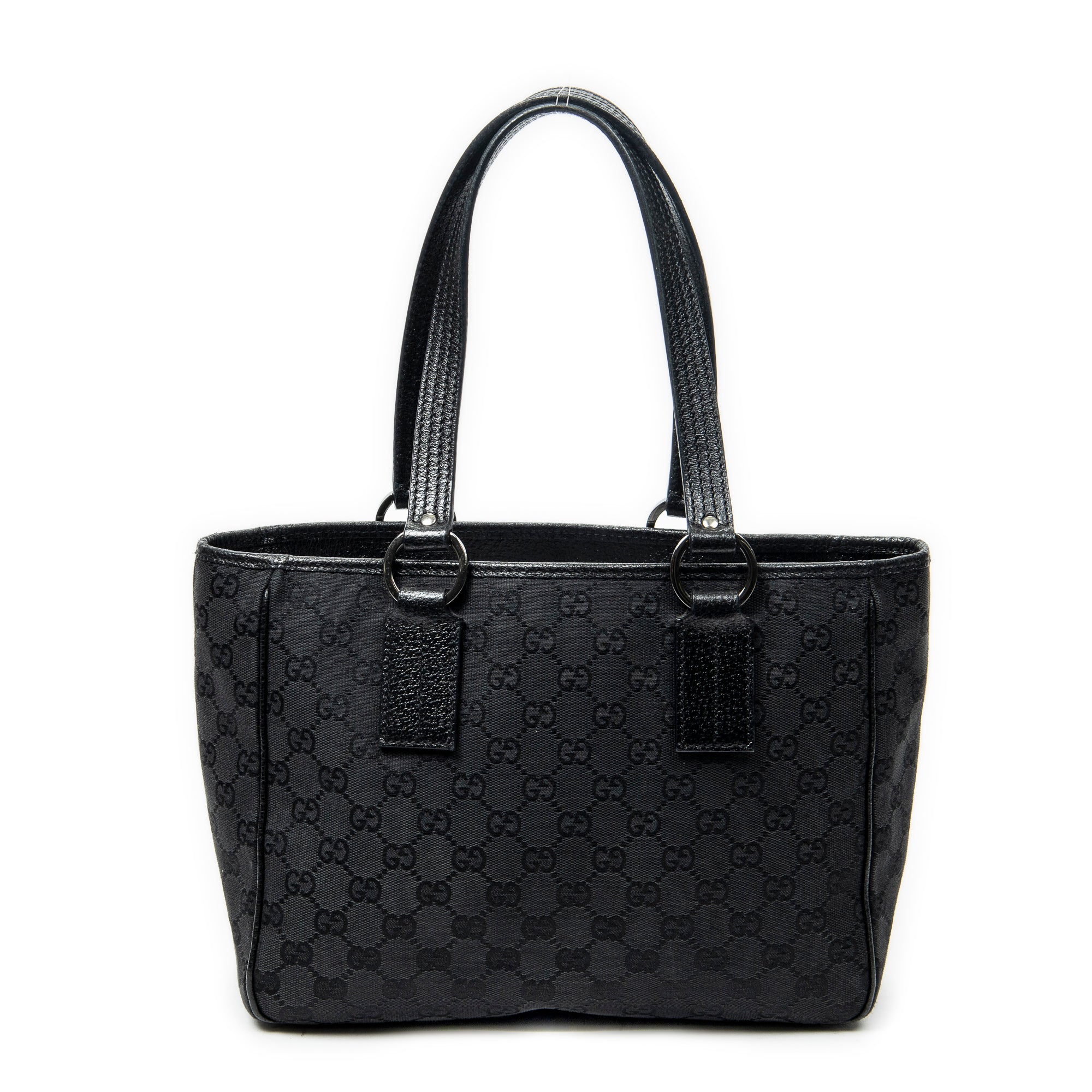 Shoulder Bag Small Shoulder Tote Black Monogrammed Canvas