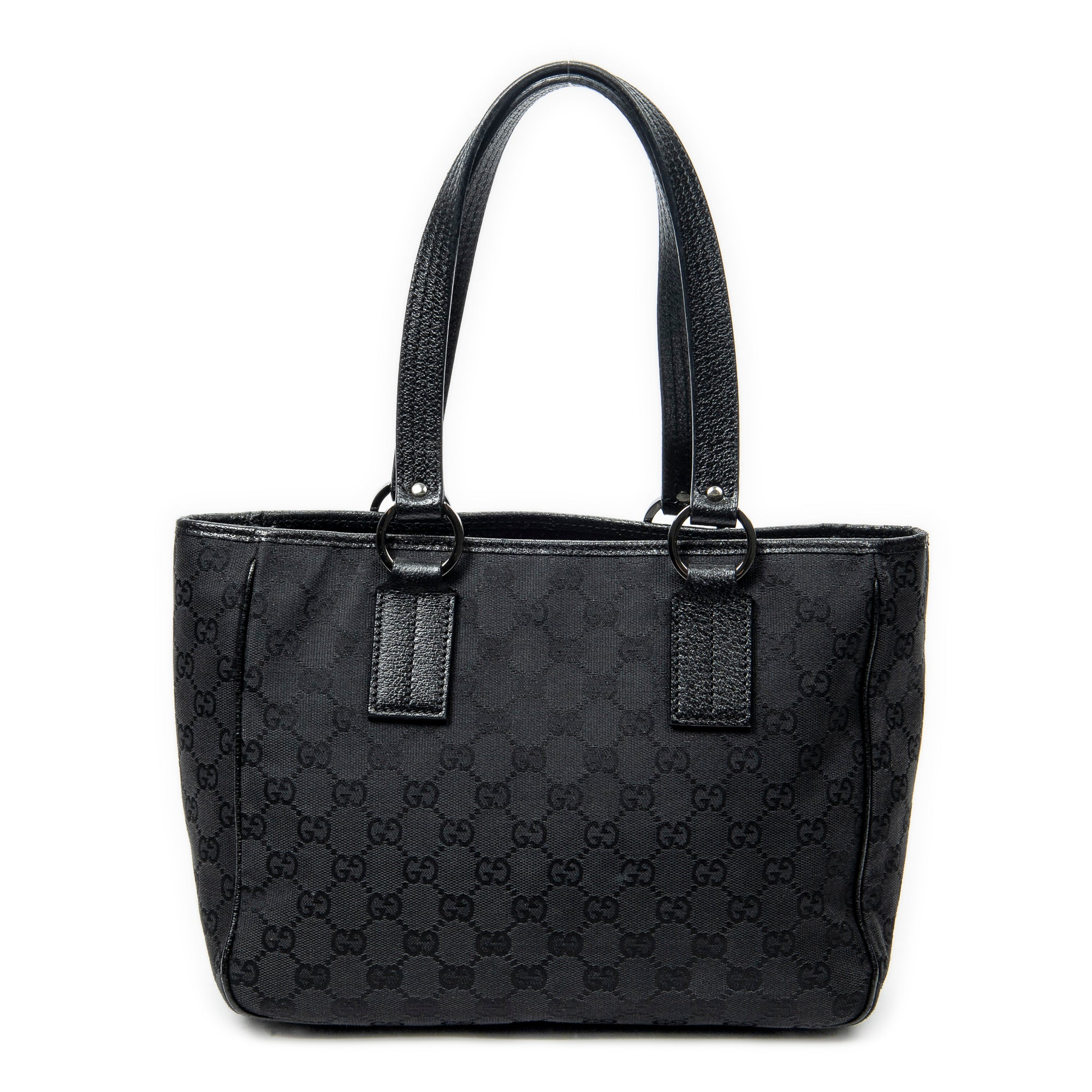 Shoulder Bag Small Shoulder Tote Black Monogrammed Canvas
