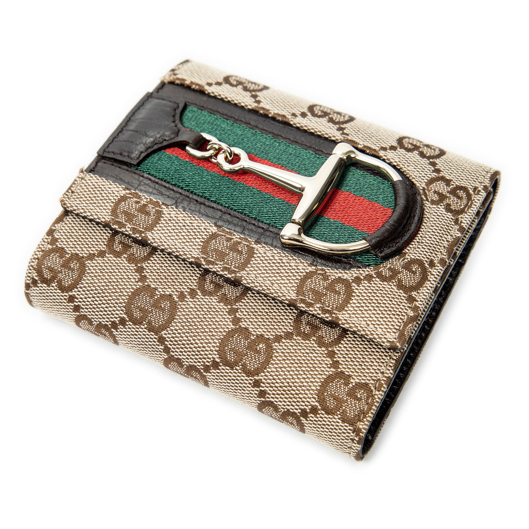 Wallet Horsebit Trifold Wallet Beige Monogrammed Canvas
