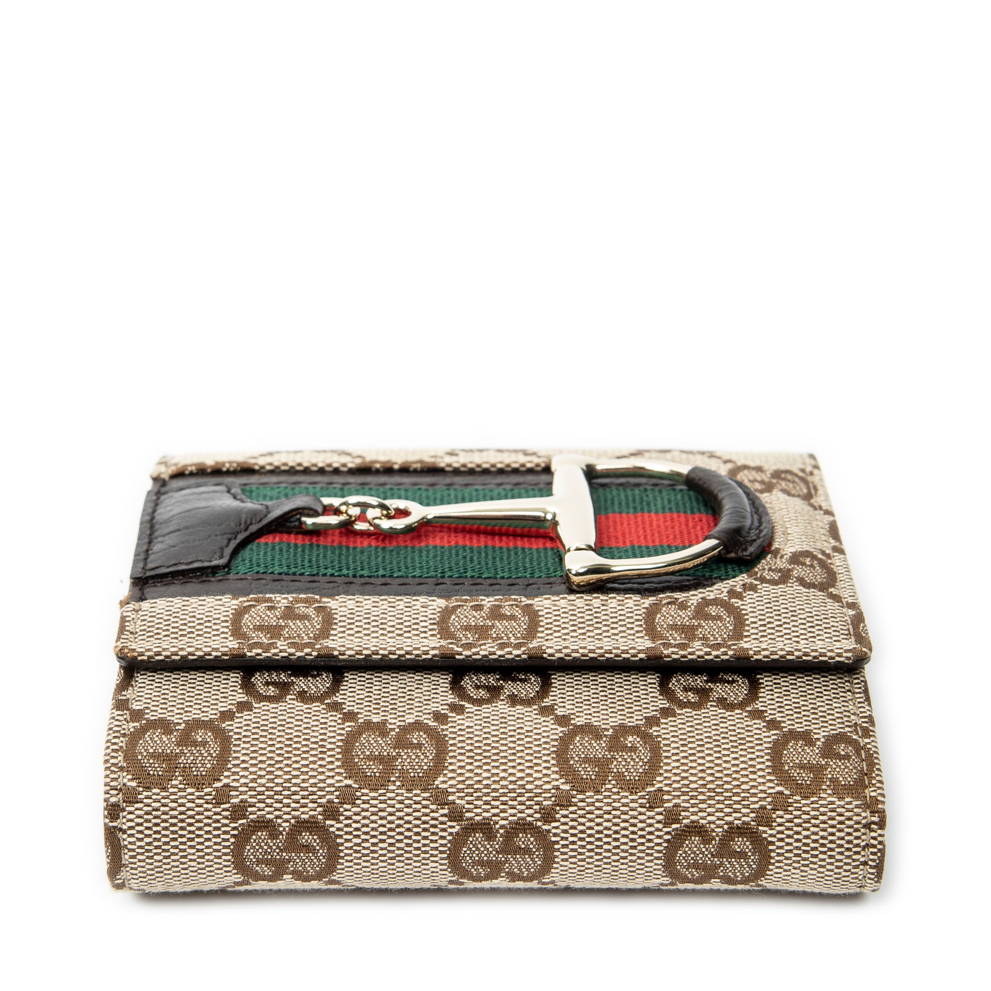 Wallet Horsebit Trifold Wallet Beige Monogrammed Canvas