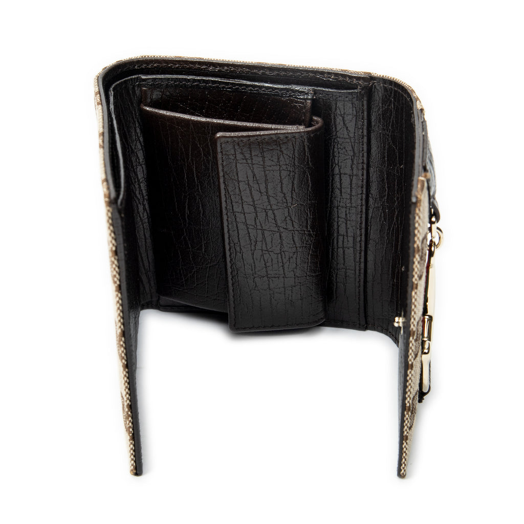 Wallet Horsebit Trifold Wallet Beige Monogrammed Canvas