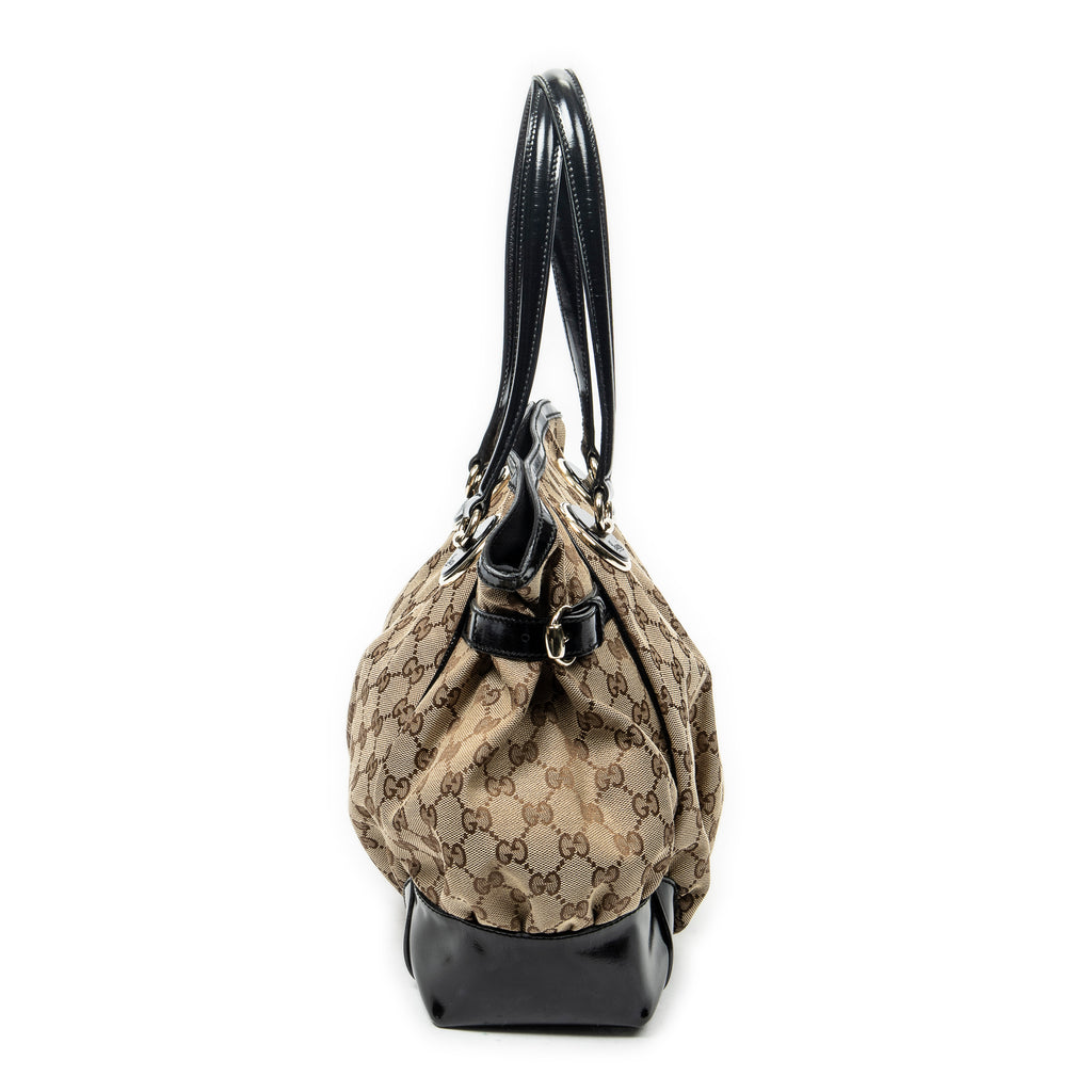 Shoulder Bag Medium Full Moon Tote Beige Monogrammed Canvas
