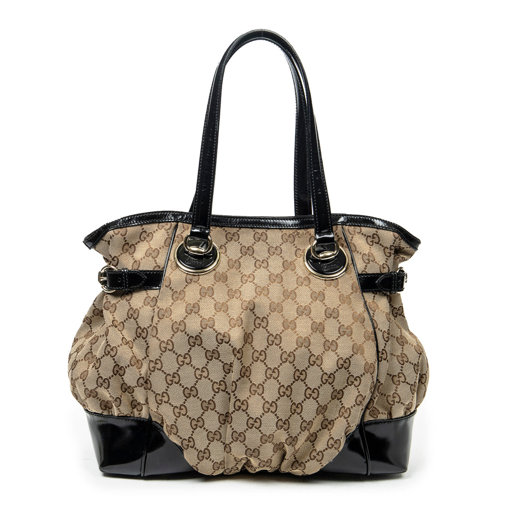 Bolso de Hombro Mediano Full Moon Tote Lona Monogrammed Beige