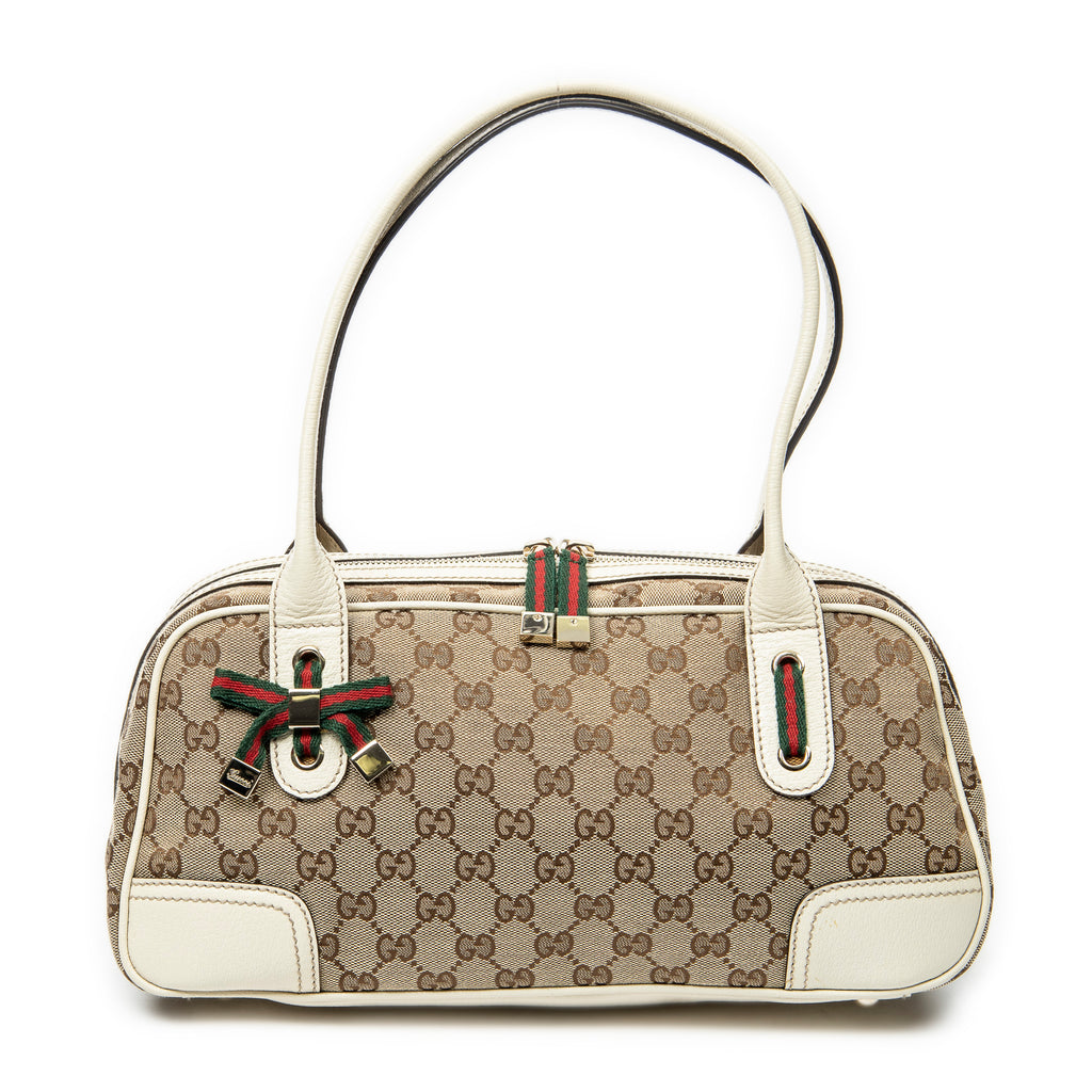 Shoulder Bag Princy Boston Beige Monogrammed Canvas