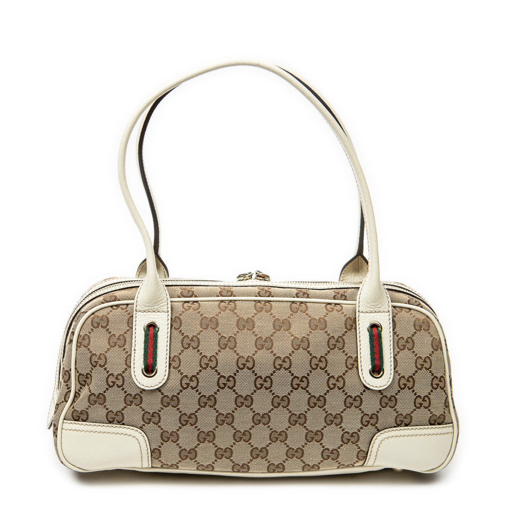 Shoulder Bag Princy Boston Beige Monogrammed Canvas
