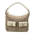 Shoulder Bag Medium Abbey Pocket Hobo Beige Monogrammed Canvas