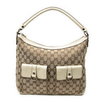 Shoulder Bag Medium Abbey Pocket Hobo Beige Monogrammed Canvas
