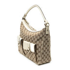 Shoulder Bag Medium Abbey Pocket Hobo Beige Monogrammed Canvas