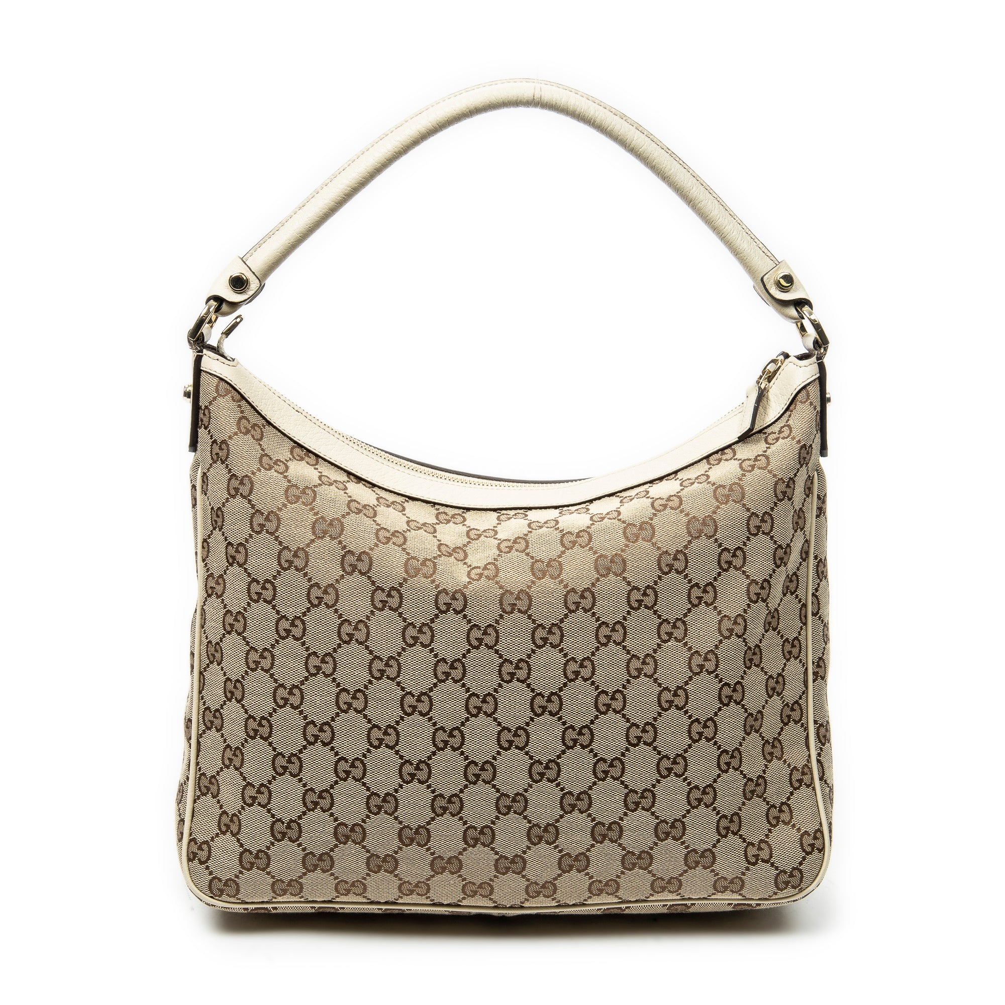 Shoulder Bag Medium Abbey Pocket Hobo Beige Monogrammed Canvas