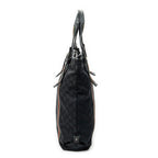 Shoulder Bag Web Buckle Vertical Tote Black Monogrammed Canvas