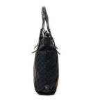 Shoulder Bag Web Buckle Vertical Tote Black Monogrammed Canvas