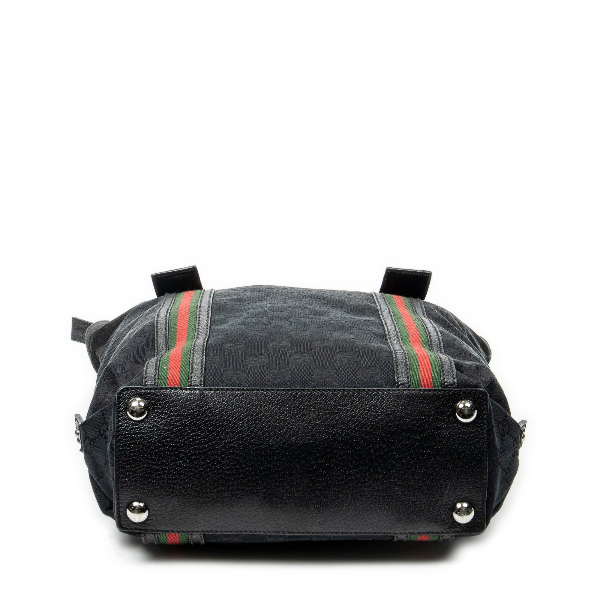 Shoulder Bag Web Buckle Vertical Tote Black Monogrammed Canvas