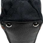 Shoulder Bag Web Buckle Vertical Tote Black Monogrammed Canvas